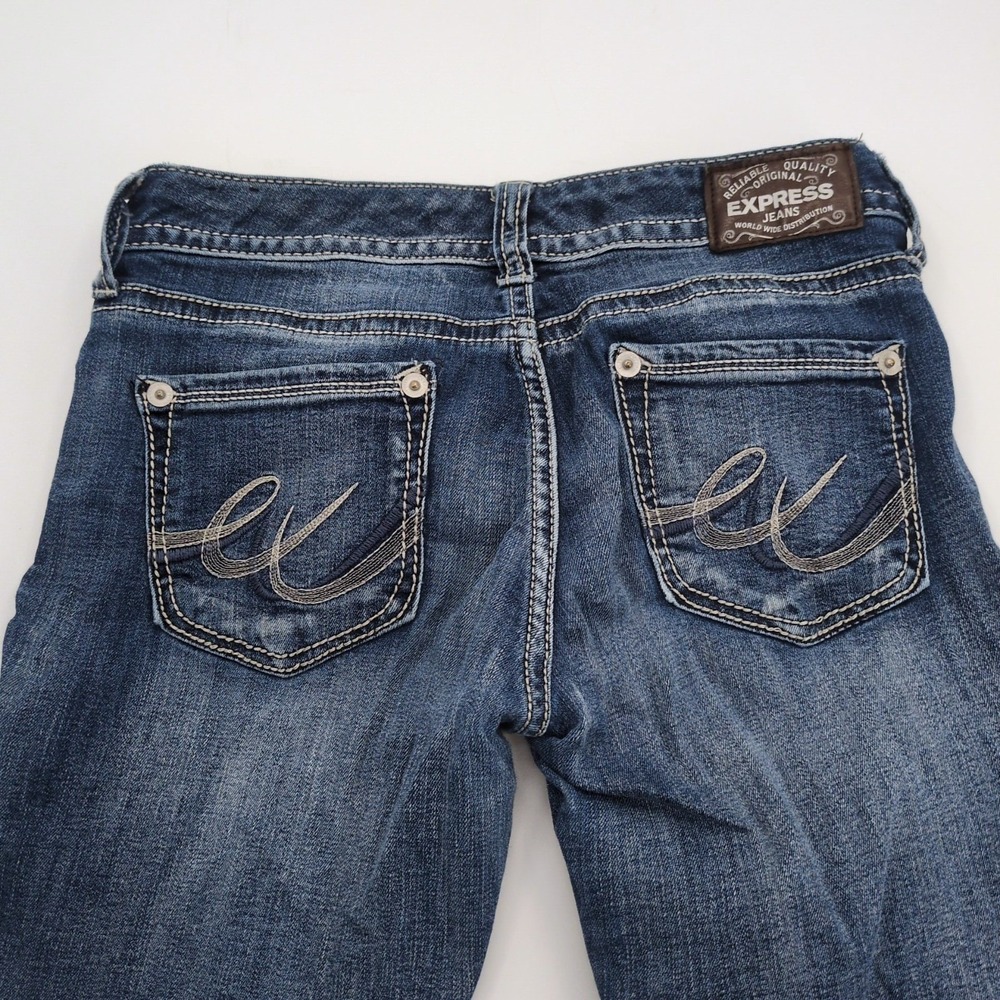 Express Stella Jeans Womens Blue Low Rise Regular Fit Denim Boot Cut Size 2R - Picture 2 of 8